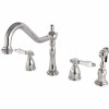 Kingston Brass Victorian Porcelain 2-Handle Standard Kitchen Faucet With Side Sprayer In Chrome