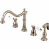 Kingston Brass Victorian Porcelain 2-Handle Standard Kitchen Faucet With Side Sprayer In Brushed Nickel