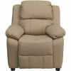 Flash Furniture Deluxe Padded Contemporary Beige Vinyl Kids Recliner With Storage Arms