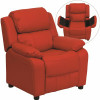 Flash Furniture Deluxe Padded Contemporary Red Vinyl Kids Recliner With Storage Arms