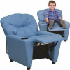 Flash Furniture Contemporary Light Blue Vinyl Kids Recliner With Cup Holder