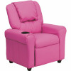 Flash Furniture Contemporary Hot Pink Vinyl Kids Recliner With Cup Holder And Headrest