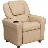 Flash Furniture Contemporary Beige Vinyl Kids Recliner With Cup Holder And Headrest