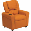 Flash Furniture Contemporary Orange Vinyl Kids Recliner With Cup Holder And Headrest