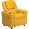 Flash Furniture Contemporary Yellow Vinyl Kids Recliner With Cup Holder And Headrest