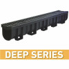 U.S. Trench Drain Deep Series 5.4 In. W X 5.4 In. D X 39.4 In. L Channel And Grate With Bottom Outlet With Black Grate