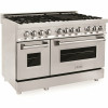 Zline Kitchen And Bath Zline 48 In. 6.0 Cu. Ft. Dual Fuel Range With Gas Stove And Electric Oven In Stainless Steel (Ra48)