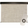 SeaSun Carmel Grey and Beige Motorized Outdoor Patio Roller Shade with Valance 120 in. W x 96 in. L