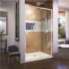 Flex 32 In. D X 42 In. W X 74.75 In. H Framed Pivot Shower Door In Chrome With Center Drain Biscuit Acrylic Base Kit