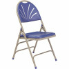 National Public Seating Blue Plastic Seat With Fan Back Stackable Outdoor Safe Folding Chair (Set Of 4)