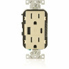 Leviton 15 Amp Decora Tamper-Resistant Duplex Outlet With Type A And C Usb Charger, Ivory