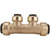 Tectite 3/4 In. X 3/4 In. Brass Push-To-Connect Inlets With 2-Port Open Manifold 1/2 In. Push-To-Connect Outlets