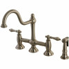 Kingston Brass Restoration 2-Handle Bridge Kitchen Faucet With Side Sprayer In Brushed Nickel - 307351603