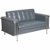 Flash Furniture Hercules 59 In. Gray Faux Leather 2-Seater Loveseat With Stainless Steel Frame