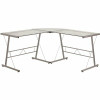 Carnegy Avenue 83.5 In. L-Shaped Clear/Silver Computer Desks With Glass Top