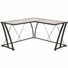 Flash Furniture 79 In. Rectangular Clear/Black Computer Desks With Glass Top