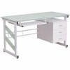 Flash Furniture 55 In. Rectangular Frosted/White 3 Drawer Computer Desks With Keyboard Tray