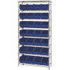 Quantum Storage Systems Giant Open Hopper 36 In. X 14 In. X 74 In. Wire Chrome Heavy Duty 8-Tier Industrial Shelving Unit - 308241554