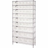 Quantum Storage Systems Giant Open Hopper 36 In. X 14 In. X 74 In. Wire Chrome Heavy Duty 10-Tier Industrial Shelving Unit - 308241558