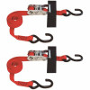 Snap-Loc 8 Ft. X 1 In. S-Hook Ratchet Strap With Hook And Loop Storage Fastener In Red (2-Pack)