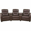 Carnegy Avenue 120 In. Brown Faux Leather 3-Seater Bridgewater Reclining Sofa With Square Arms