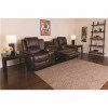 Carnegy Avenue 96 In. Brown Faux Leather 3-Seater Bridgewater Sofa With Square Arms