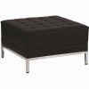 Carnegy Avenue Black Leather Quilted Tufted Modular Ottoman