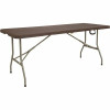 71 In. Brown Plastic Tabletop Metal Frame Folding Table