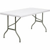 60 In. Granite White Plastic Tabletop Metal Frame Folding Table - 308685792