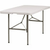 60 In. Granite White Plastic Tabletop Metal Frame Folding Table - 308685793