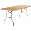 72 In. Natural Wood Tabletop Metal Frame Folding Table - 308688146