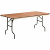 72 In. Natural Wood Tabletop Metal Frame Folding Table - 308688148