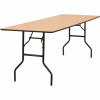 96 In. Natural Wood Tabletop Metal Frame Folding Table - 308688163