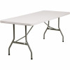 72 In. Granite White Plastic Tabletop Metal Frame Folding Table - 308688192