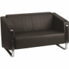 Carnegy Avenue 54 In. Black Faux Leather 2-Seater Loveseat With Stainless Steel Frame