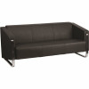 Carnegy Avenue 76 In. Black Faux Leather 3-Seater Bridgewater Sofa With Stainless Steel Frame