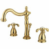 Kingston Brass Victorian Cross 8 In. Widespread 2-Handle Bathroom Faucet In Polished Brass