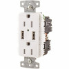 Hubbell Wiring 15 Amp Tamper Resistant Usb Charger Duplex Receptacle Outlet, White