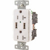Hubbell Wiring 20 Amp Tamper Resistant Usb Charger Duplex Receptacle Outlet, White