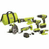 Ryobi One+ 18V Lithium-Ion Cordless 6-Tool Combo Kit With (2) Batteries, Charger, And Bag