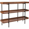 Carnegy Avenue 35 In. Brown/Black Metal 3-Shelf Standard Bookcase With Open Back