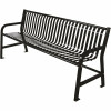 Plaza 6 Ft. Black Steel Strap Bench With Back
