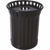 Plaza 36 Gal. Black Steel Strap Trash Receptacle with Flat Top