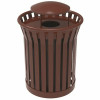 Plaza 36 Gal. Brown Steel Strap Trash Receptacle With Rain Bonnet