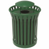 Plaza 36 Gal. Green Steel Strap Trash Receptacle With Rain Bonnet