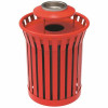 Plaza 36 Gal. Red Steel Strap Trash Receptacle With Ash Urn
