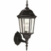 1-Light Small Textured Black Outdoor Wall Lantern Sconce With Clear Beveled Glass