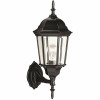 1-Light Small Textured Black Outdoor Wall Lantern Sconce with Clear Beveled Glass