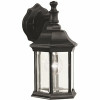 1-Light Small Textured Black Outdoor Wall Lantern Sconce With Clear Beveled Glass Panels