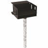 300 Sq. In. Rotating Commercial Pedestal Grill With Utility Shelf With In-Ground Mount Post In Black